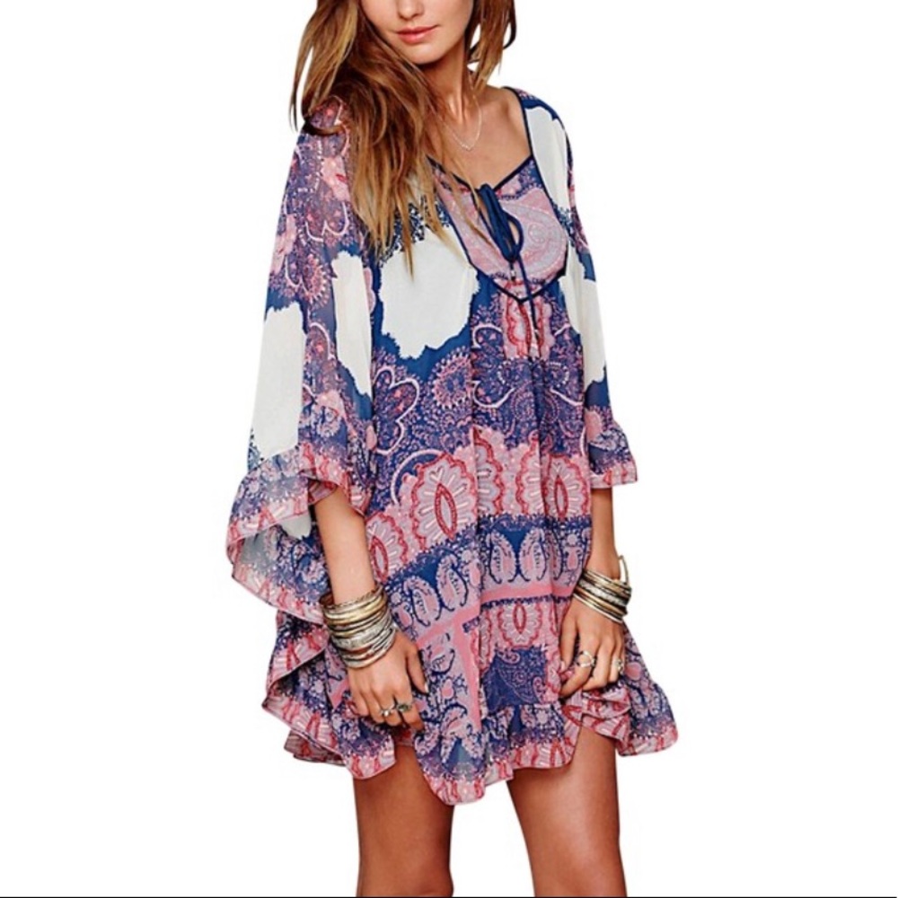 Free People Boho Marla Dream batwing Cape Dress